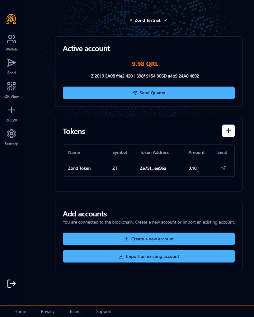 QRL Web Wallet Interface